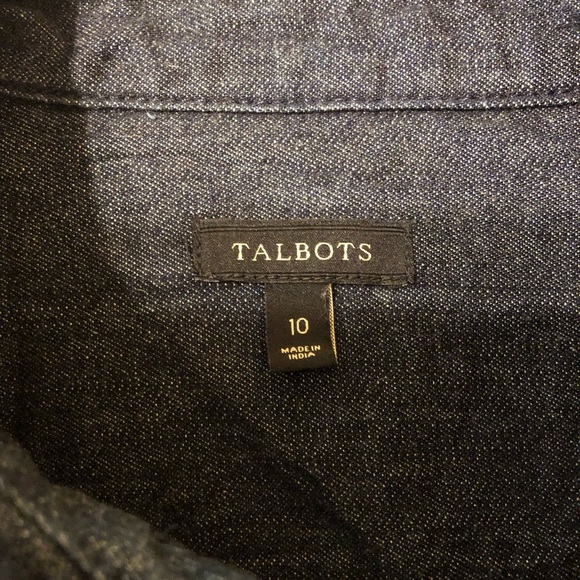 Talbots Size 10, dark blue jeans shirt, long sleeves. - Picture 8 of 11